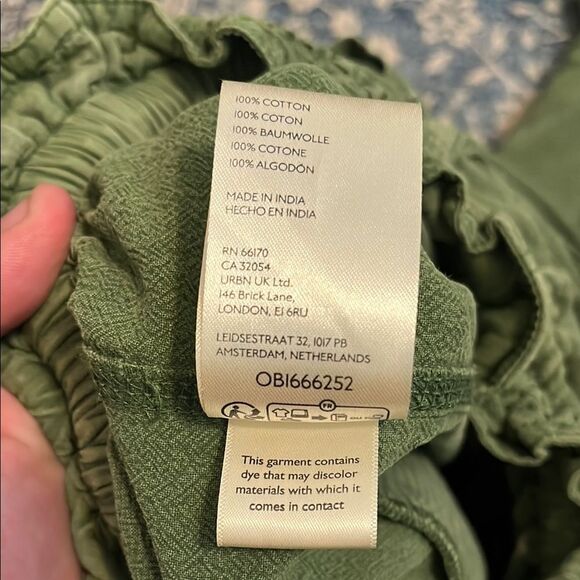 Free People Runyon Distressed Green Drawstring Cropped Pants Boho - Picture 11 of 15